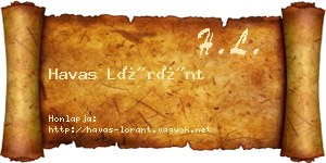 Havas Lóránt névjegykártya